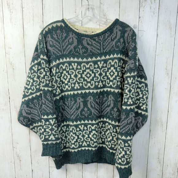 Sweaters - Woods Women's Vintage Nordic Bird Fair Isle Sweater Size XL